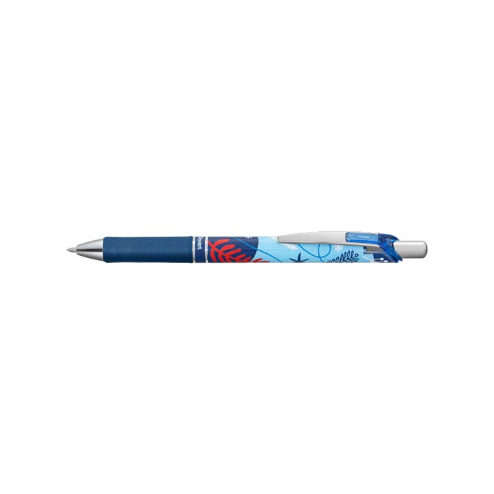 Pentel Energel Boligrafo de Tinta Gel Retractil 0.7mm - Trazo 0.35mm - Recargable - Grip de Agarre - Tinta Color Azul - Diseño