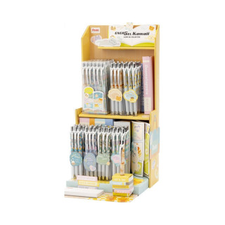 Pentel Energel Kawaii Expositor con 72 Boligrafos de Tinta Gel Retractiles 0.5mm - Trazo 0.25mm - Recargable - Grip de Agarre -