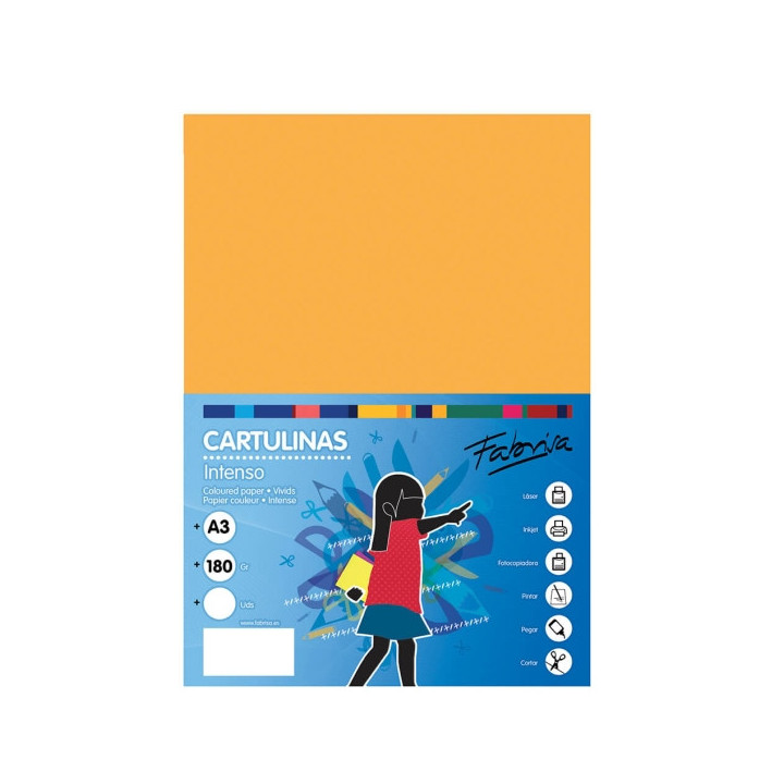 Fabrisa Pack de 25 Cartulinas 180 g/m² - Tamaño A3 - Color Amarillo Oro