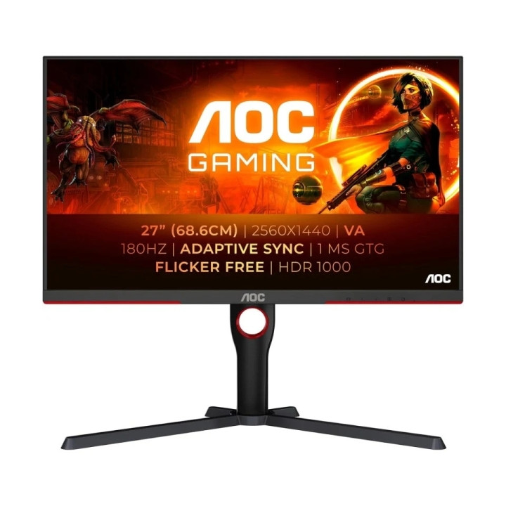 AOC G3 Monitor 27" Mini LED VA QHD HDR1000 180Hz - Respuesta 1ms - Ajustable en Altura