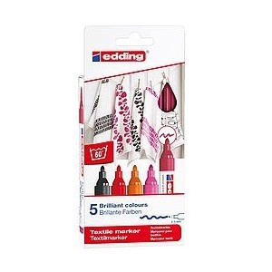 Pack 5 marcadores textiles. colores cálidos. edding 4500-5-s-999