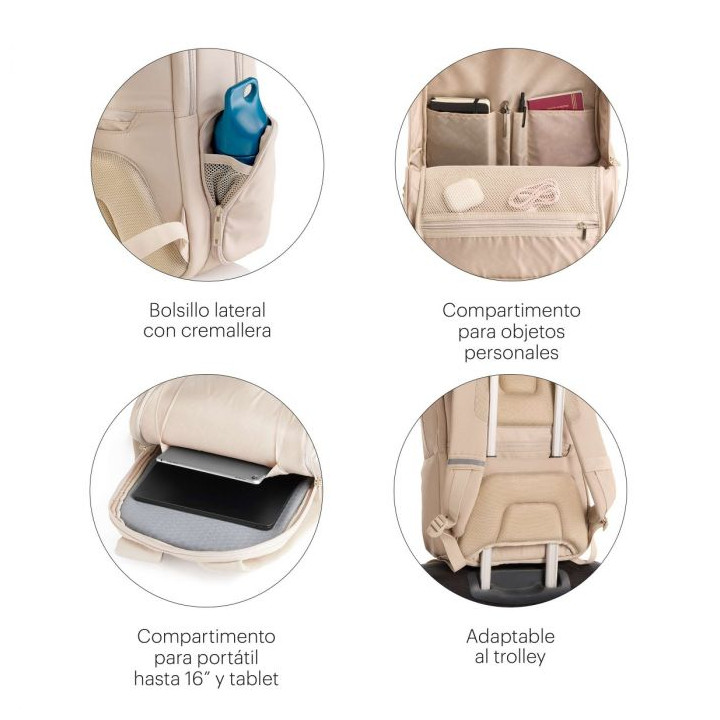 MOCHILA MEDIANA COLOR BEIGE BAG TO WORK MIQUELRIUS MR19564