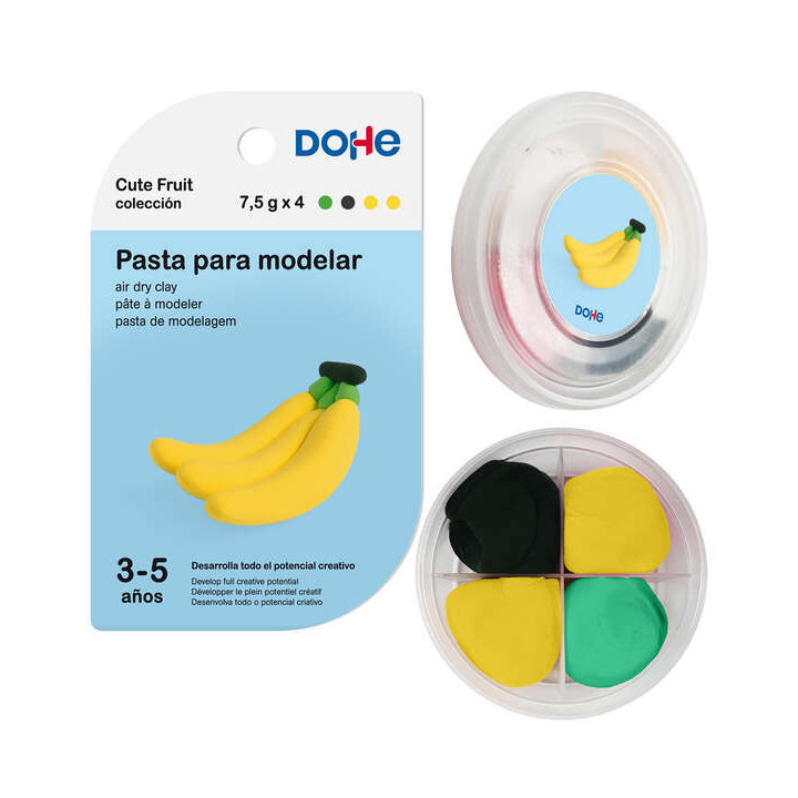 Dohe Coleccion Cute Fruit Pasta para Modelar Platano - Ligera y Flexible - Apto para Niños de 3 a 5 Años