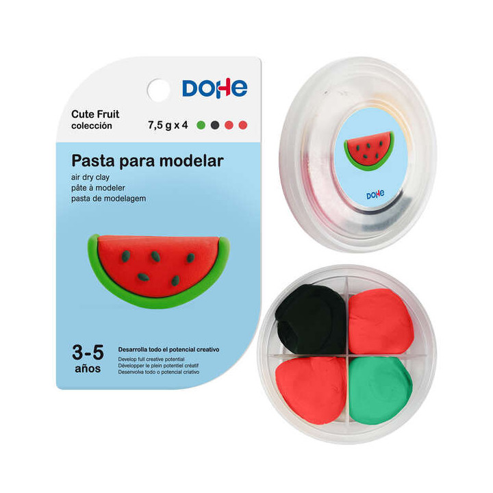Dohe Coleccion Cute Fruit Pasta para Modelar Sandia - Ligera y Flexible - Apto para Niños de 3 a 5 Años