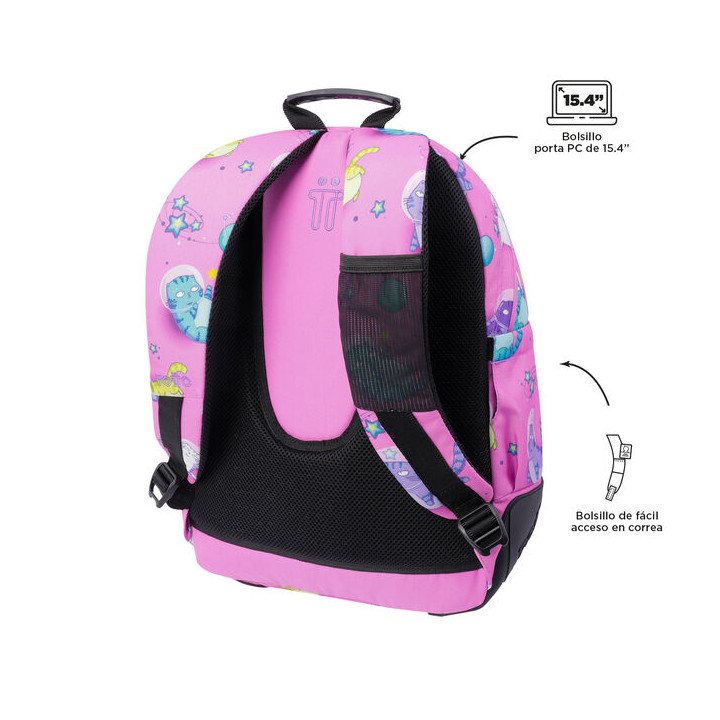 MOCHILA ESCOLAR GATOS ASTRONAUTAS TOTTO MA04ECO029-2310N-9I9