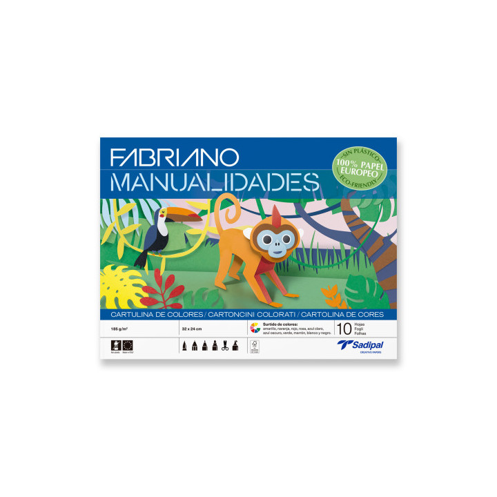 BLOC 10 HOJAS MANUALIDADES CARTULINAS COLOR FABRIANO S0400002