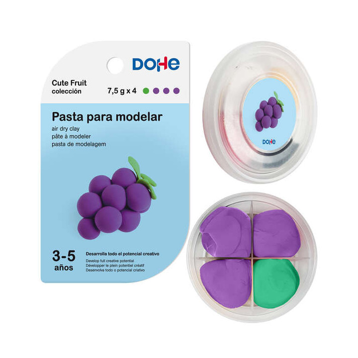 Dohe Coleccion Cute Fruit Pasta para Modelar Uvas - Ligera y Flexible - Apto para Niños de 3 a 5 Años