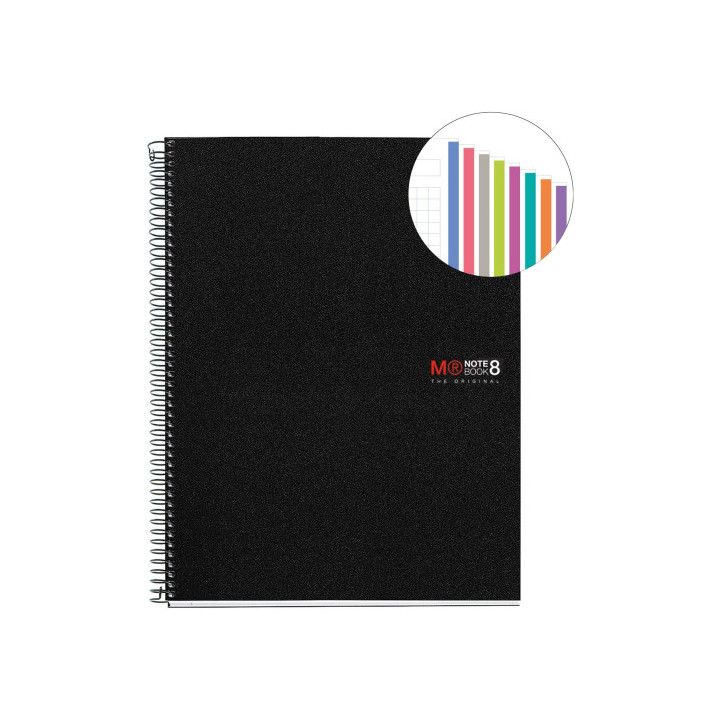 CUADERNO ESPIRAL NB-8 A4 200 HOJAS 5X5MM POLIPROPILENO NEGRO MIQUELRIUS 42006