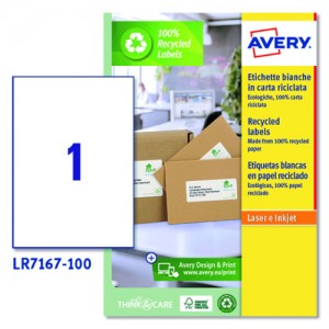 Caja 100 etiquetas blancas recicladas - quickpeel - impresoras láser 289