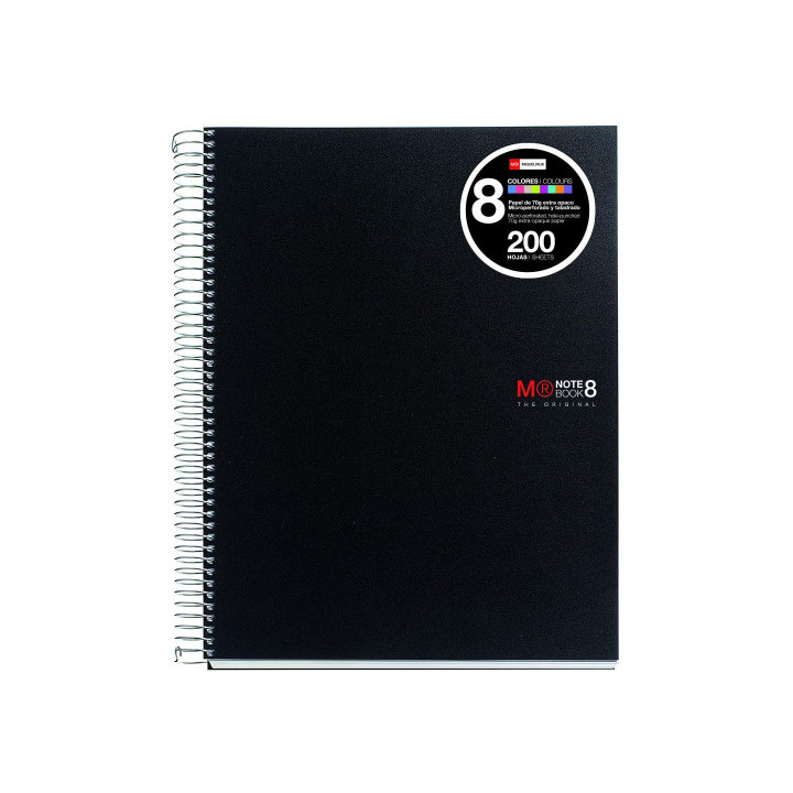 CUADERNO ESPIRAL NB-8 A4 200 HOJAS 5X5MM POLIPROPILENO NEGRO MIQUELRIUS 42006