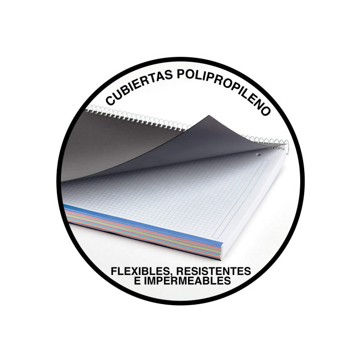 CUADERNO ESPIRAL NB-8 A4 200 HOJAS 5X5MM POLIPROPILENO NEGRO MIQUELRIUS 42006