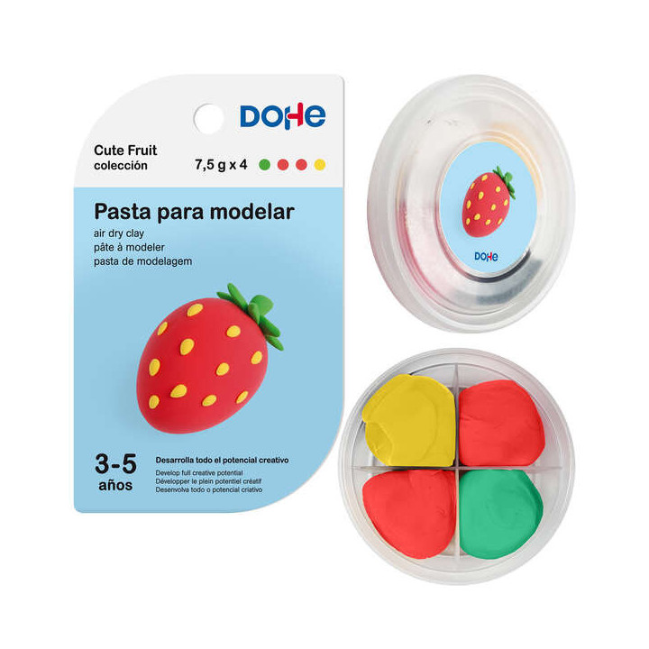 Dohe Coleccion Cute Fruit Pasta para Modelar Fresa - Ligera y Flexible - Apto para Niños de 3 a 5 Años