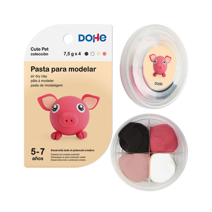 Dohe Coleccion Cute Pet Pasta para Modelar Cerdo - Ligera y Flexible - Apto para Niños de 5 a 7 Años