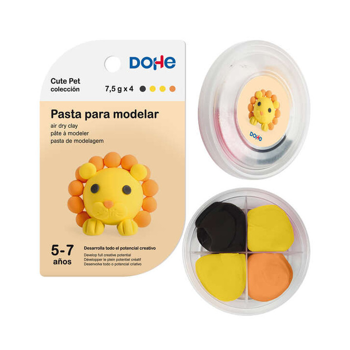 Dohe Coleccion Cute Pet Pasta para Modelar Leon - Ligera y Flexible - Apto para Niños de 5 a 7 Años