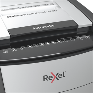 Rexel autofeed+ 600m triturador de papel microcorte 55 db 23 cm negro, gris
