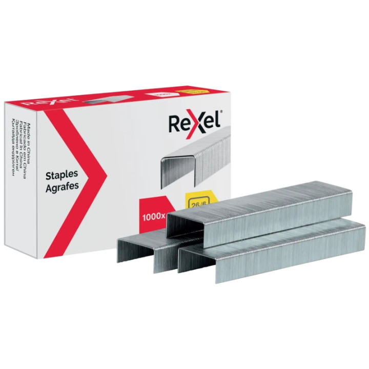 Rexel Caja de 1000 Grapas 26/6 Nº56 - Hasta 20 Hojas - Acero de Alta Calidad - Patilla de 6mm