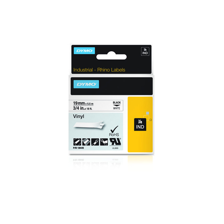 DYMO RHINO Cinta ID1-19 Negro/blanco vinilo