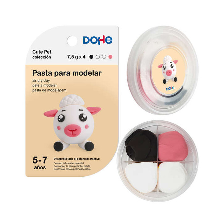 Dohe Coleccion Cute Pet Pasta para Modelar Oveja - Ligera y Flexible - Apto para Niños de 5 a 7 Años