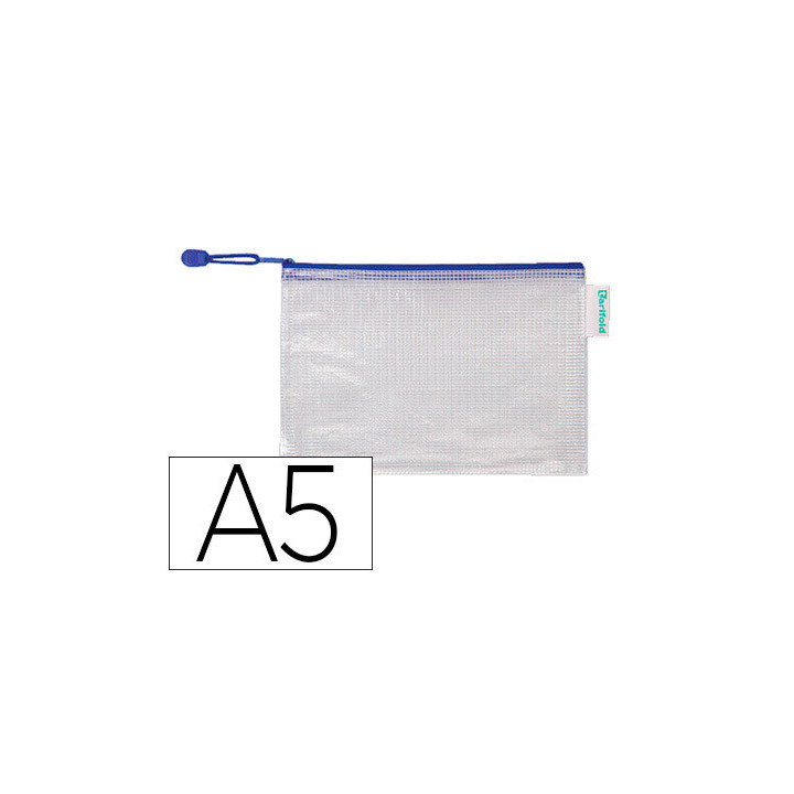 PACK DE 8 BOLSAS ZIPPER MULTIUSOS PVC - CON CIERRE CREMALLERA A5 COLOR AZUL TARIFOLD 509021
