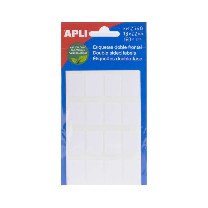 Apli Etiquetas Doble Frontal Blancas 16.0 x 22.0mm