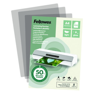 PACK 100 FUNDAS DE PLASTIFICAR RECICLADAS BRILLO A4 FELLOWES 100142987