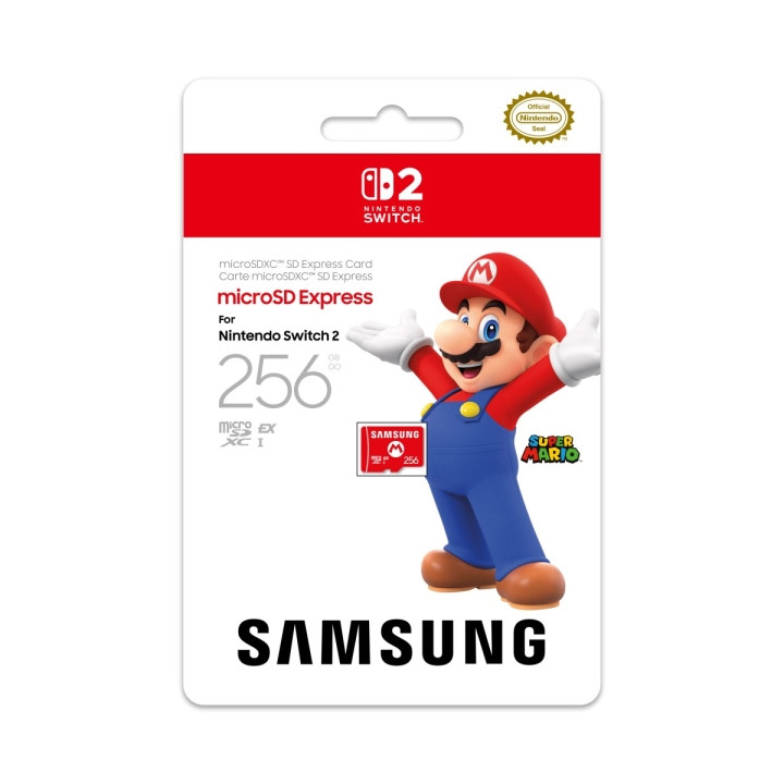 Nintendo Tarjeta Micro SD Samsung para Consola Nintendo Switch 2 - Capacidad 256Gb - Logotipo de Mario Bros - Velocidades Rapida