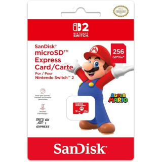 Nintendo Tarjeta Micro SD Sandisk para Consola Nintendo Switch 2 - Capacidad 256Gb - Logotipo de Mario Bros - Velocidades Rapida