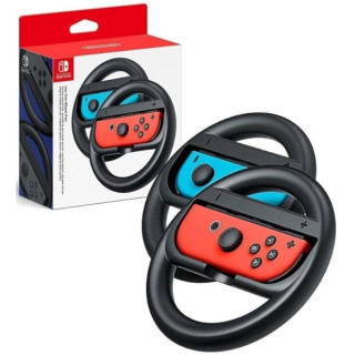 Nintendo Pack de 2 Volantes para Joy-Con - Mejor Agarre - Inmersion en Juegos de Carreras - No Incluye Mandos - Color Rojo y Azu