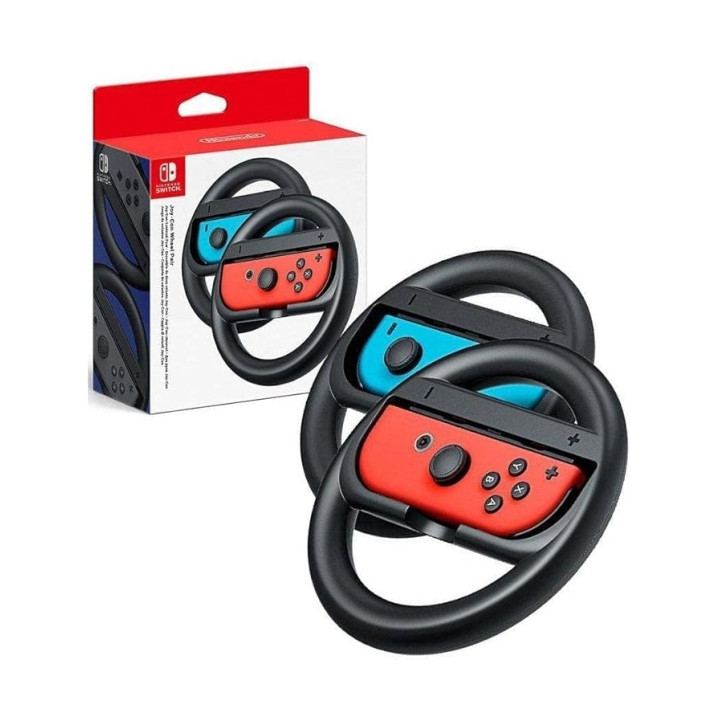 Nintendo Pack de 2 Volantes para Joy-Con - Mejor Agarre - Inmersion en Juegos de Carreras - No Incluye Mandos - Color Rojo y Azu