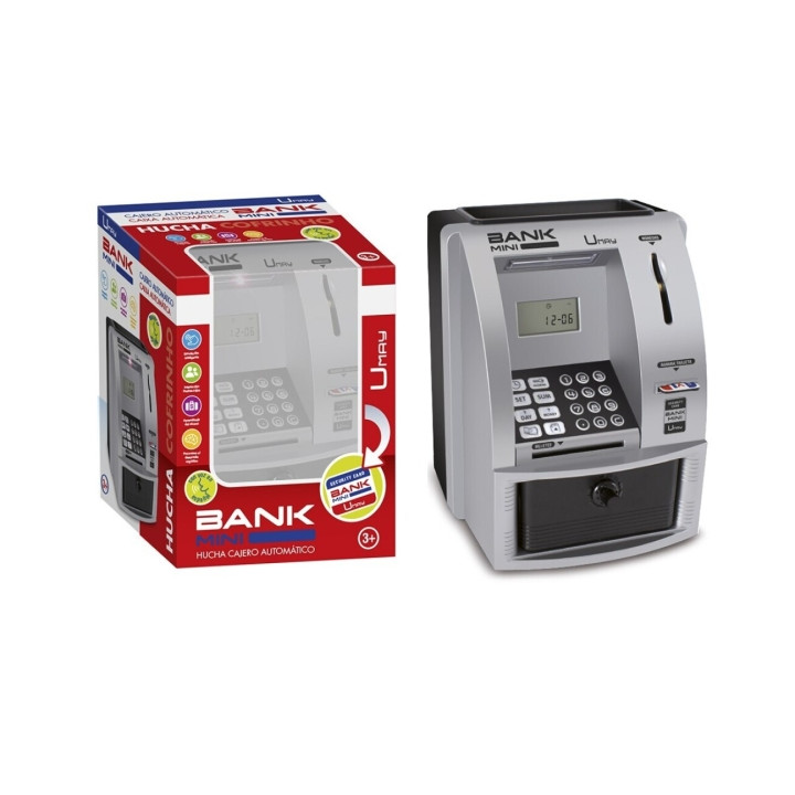 Umay Hucha Electronica Diseño Cajero Automatico - Contraseña Numerica y Mini Tarjeta de Credito - Cajon Extraible