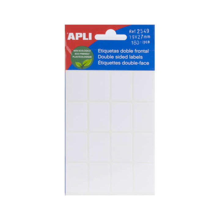 Apli Etiquetas Doble Frontal Blancas 19.0 x 27.0mm