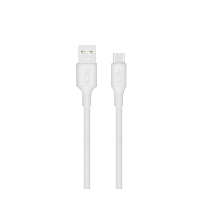 Blackbyte Cable USB-A Macho a USB-C Macho de Silicona - Hasta 10W - 1 metro - 480Mbps - Diametro 3mm - Color Blanco