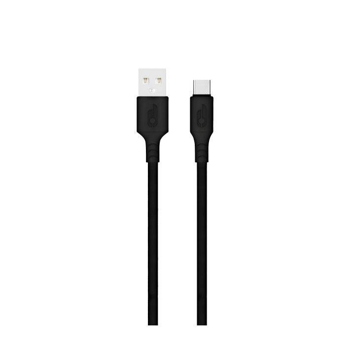 Blackbyte Cable USB-A Macho a USB-C Macho de Silicona - Hasta 10W - 1 metro - 480Mbps - Diametro 3mm - Color Negro