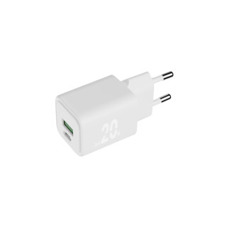 Blackbyte Cargador GaN Doble - 1xUSB-C PD 20W - 1xUSB-A 18W - Carga Rapida PPS - Color Blanco