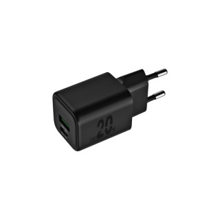 Blackbyte Cargador GaN Doble - 1xUSB-C PD 20W - 1xUSB-A 18W - Carga Rapida PPS - Color Negro