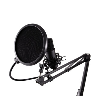 Coolbox Coolcaster Microfono USB Cardioide de Brazo Extensible para Streaming - Parabrisas y Filtro POP - Tripode - Color Negro