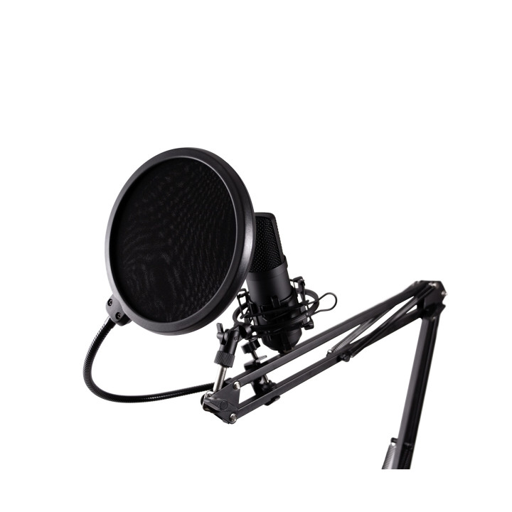Coolbox Coolcaster Microfono USB Cardioide de Brazo Extensible para Streaming - Parabrisas y Filtro POP - Tripode - Color Negro