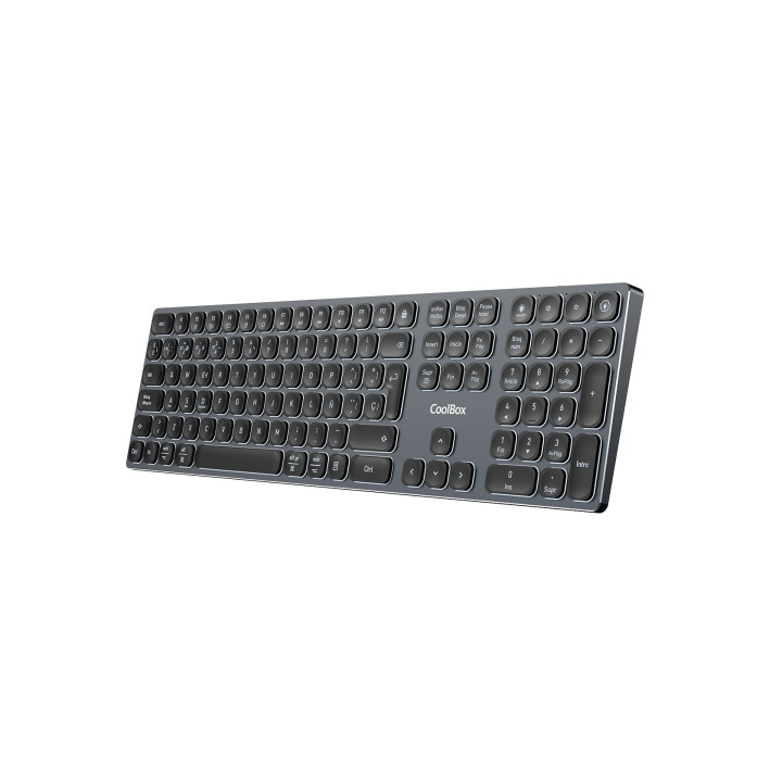 Coolbox Moonlight B431 Teclado Inalambrico - RF 2.4G y Bluetooth 5.1 - Teclas ABS Redondeadas Silencioso - Retroiluminado con 7