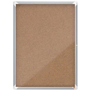 Nobo Vitrina para 9 Hojas A4 con Superficie de Corcho - 1000x752x37mm - Puerta de Cristal de Seguridad - Marco de Aluminio - Co