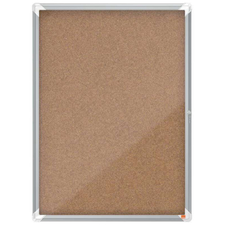 Nobo Vitrina para 9 Hojas A4 con Superficie de Corcho - 1000x752x37mm - Puerta de Cristal de Seguridad - Marco de Aluminio - Co