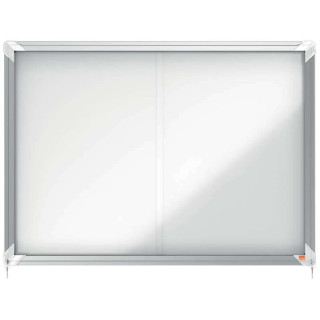 Nobo Vitrina Interior para 8 Hojas A4 con Superficie Magnetica y Puerta Deslizante - 689x972x54mm - Superficie Blanca Metalica