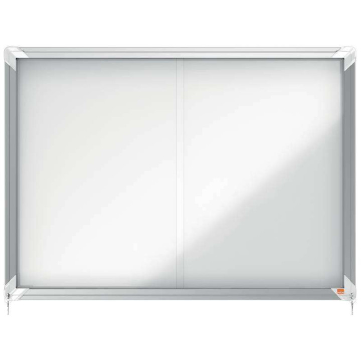 Nobo Vitrina Interior para 8 Hojas A4 con Superficie Magnetica y Puerta Deslizante - 689x972x54mm - Superficie Blanca Metalica
