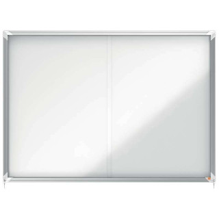 Nobo Vitrina Interior para 18 Hojas A4 con Superficie Magnetica y Puerta Deslizante - 997x1412x54mm - Superficie Blanca Metalic