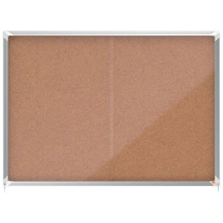 Nobo Vitrina Interior 18 Hojas A4 Corcho Puerta Deslizante - Superficie Autorregenerable - Aluminio - Color Natural