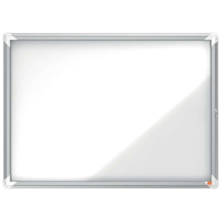Nobo Vitrina Exteriores 8 Hojas A4 Superficie Blanca Magnetica - 692x972x45mm - Puerta Seguridad Cerradura Marco Aluminio - Res