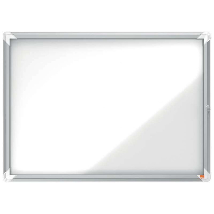 Nobo Vitrina Exteriores 8 Hojas A4 Superficie Blanca Magnetica - 692x972x45mm - Puerta Seguridad Cerradura Marco Aluminio - Res