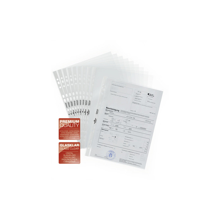 CAJA 100 FUNDAS MULTITALADRO PP PREMIUM A4 CRISTALCLEAR 80MICRAS DURABLE 267619