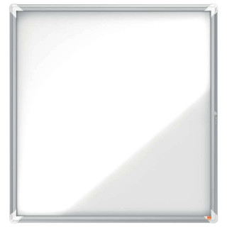 Nobo Vitrina Exteriores 12 Hojas A4 Superficie Blanca Magnetica 45mm - Seguridad Aluminio - Cristal Deslizante 4mm - Resistente