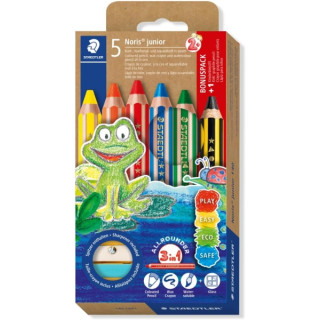 Staedtler Noris Junior Pack de 5 Lapices de Colores Extragruesos + Sacapuntas - 3 en 1