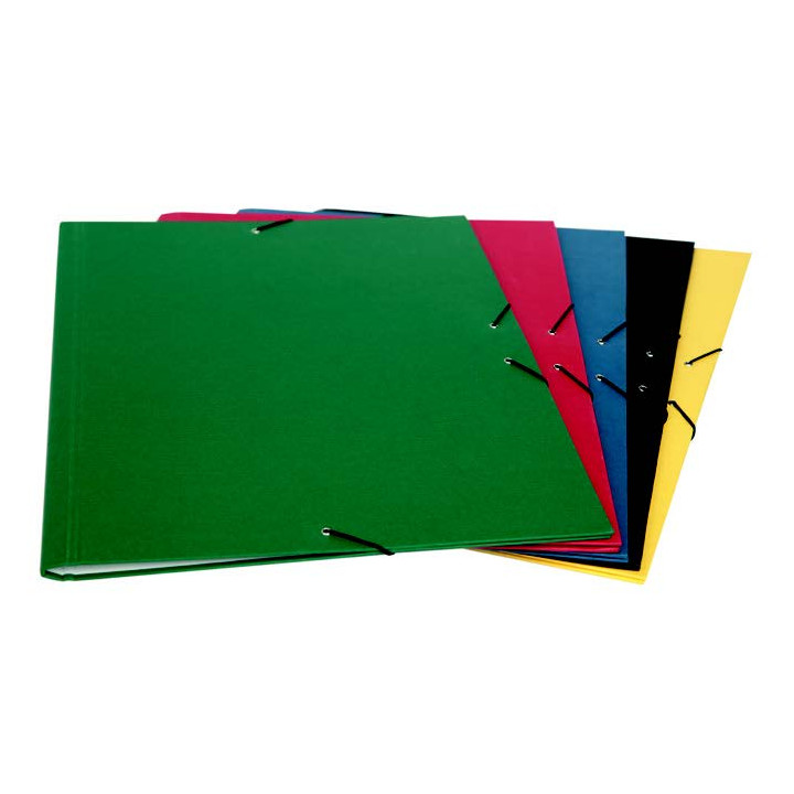 Mariola Carpeta A3 Carton Forrado en Geltex Solapas - Formato A3 - Medidas 37x50cm - Cierre con Goma Elastica - Color Negro